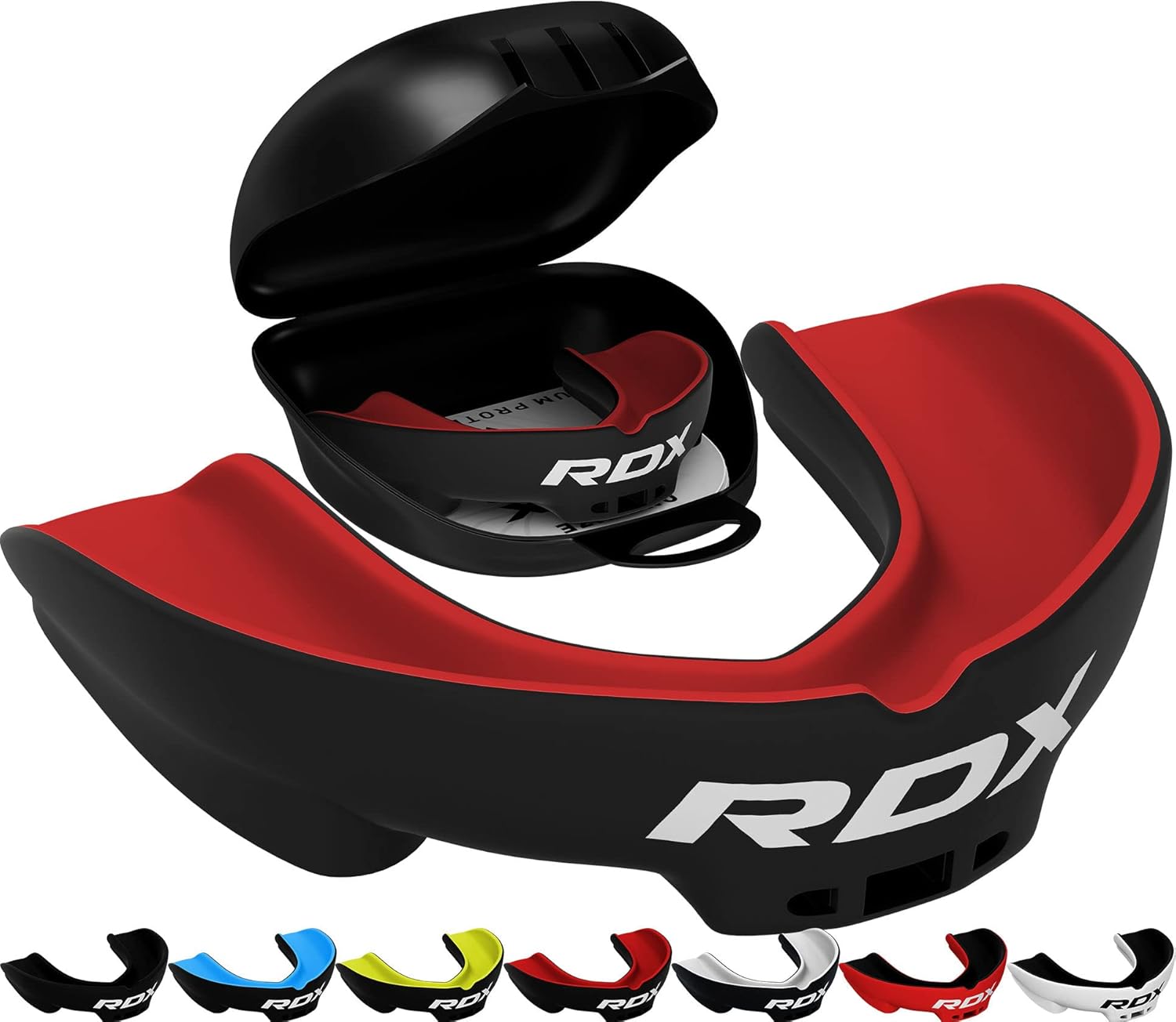 RDX Protector bucal, protector de encías, protector bucal para boxeo, artes marciales mixtas y kickboxing, Muay Thai, protector bucal con estuche de