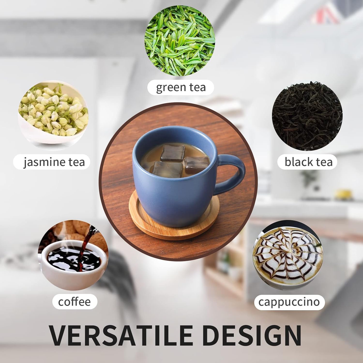 Hasense Juego de 6 tazas y platillos de expreso, tazas Demitasse con asa para bebidas de café, café con leche, capuchino, café moca y té, tazas de