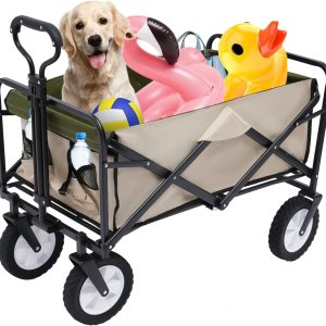 Carro plegable plegable para playa, resistente, con bolsillo lateral para camping, pesca, deportes, compras, al aire libre, carrito de comestibles Carro plegable plegable para playa, resistente, con bolsillo lateral para camping, pesca, deportes, compras, al aire libre, carrito de comestibles