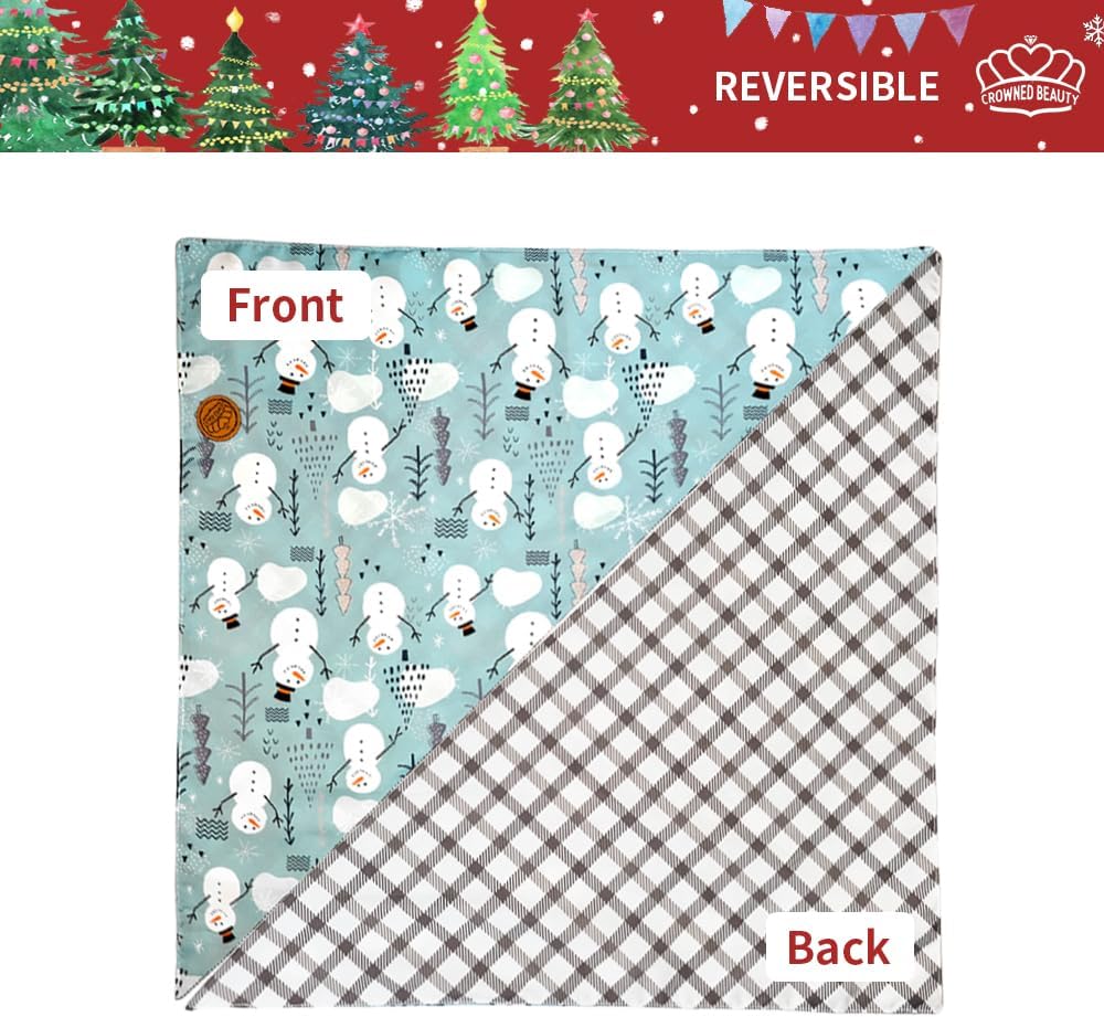 CROWNED BEAUTY Bandanas navideñas reversibles para perros, paquete de 2 unidades, juego de invierno fantasma, bufandas triangulares ajustables para