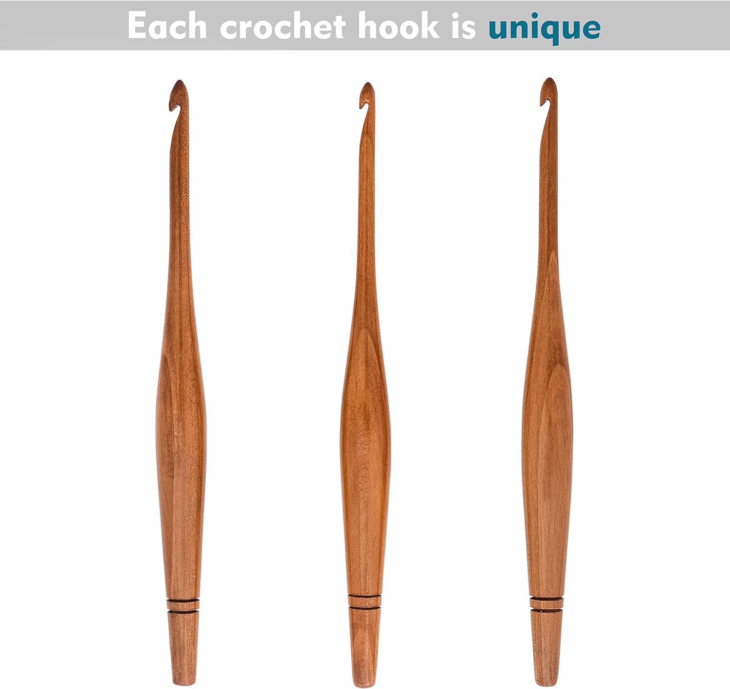 Ommi – Ganchos de ganchillo con mango ergonómico, gancho de ganchillo hecho a mano de madera de camwood de 7 pulgadas, aguja de tejer, tejido de