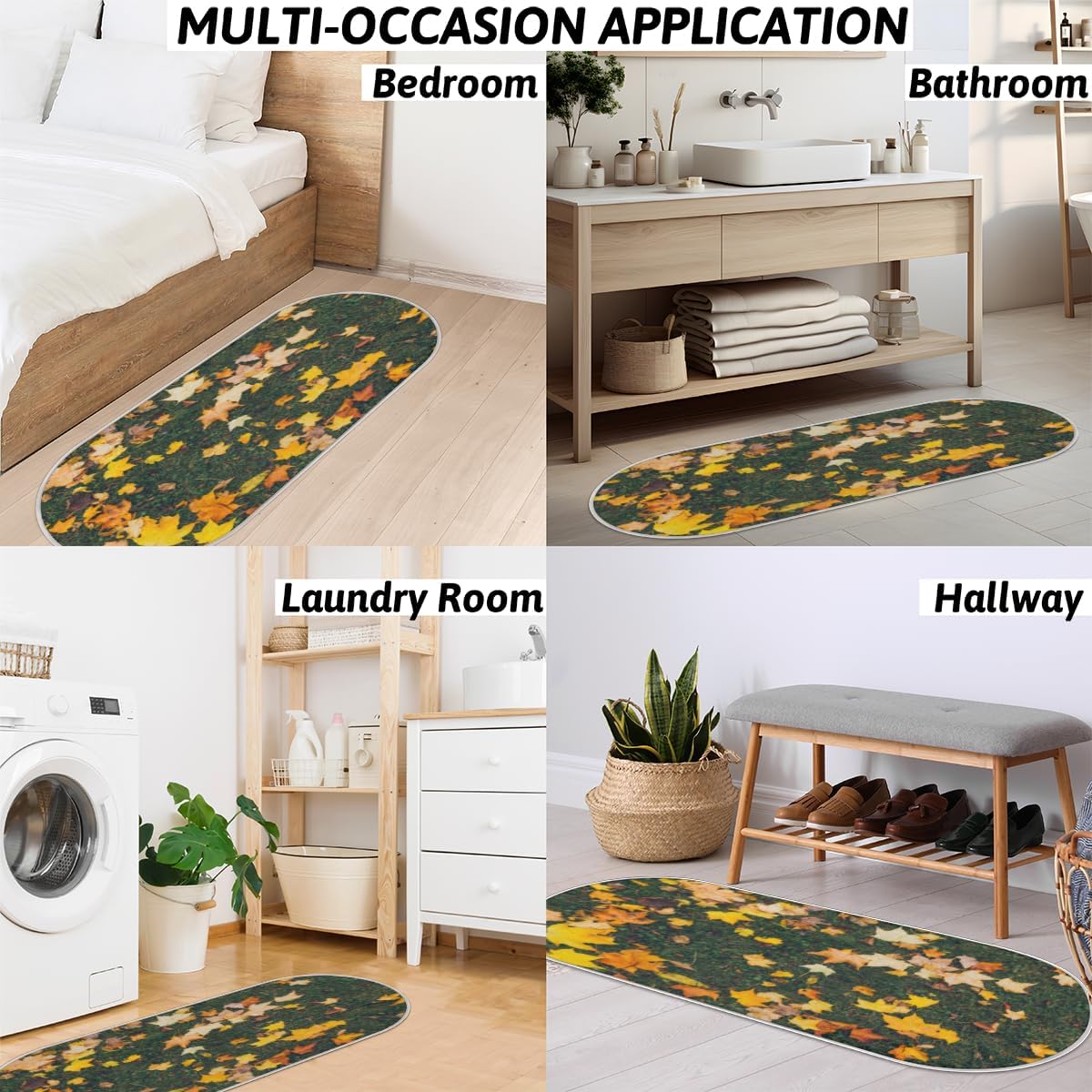Alfombra de baño de espuma viscoelástica de otoño de hoja de arce, suave, acogedora, absorbente de agua, antideslizante, tapete de baño de