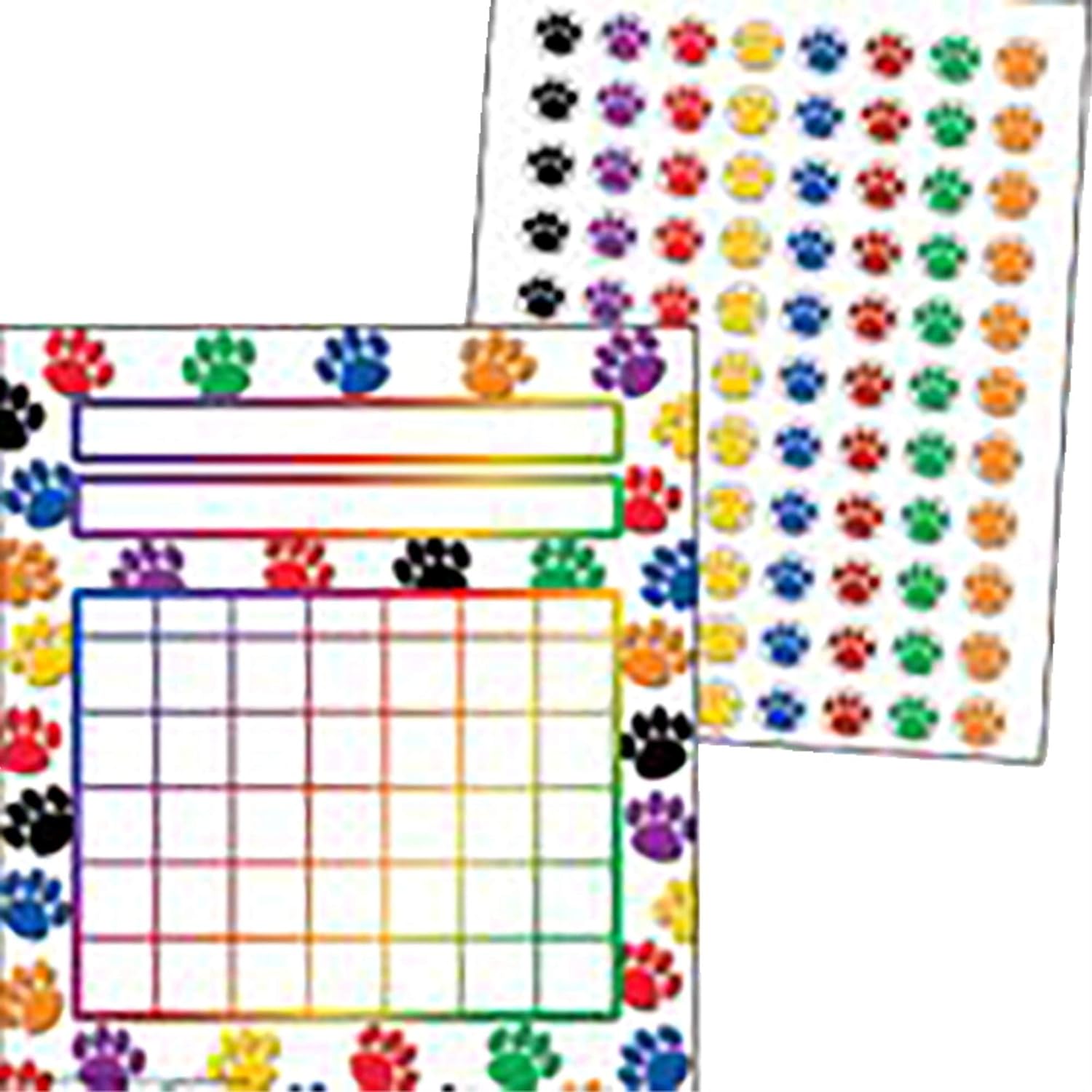 teacher created resources coloridas pegatinas de incentivo tablas con Mini, huellas