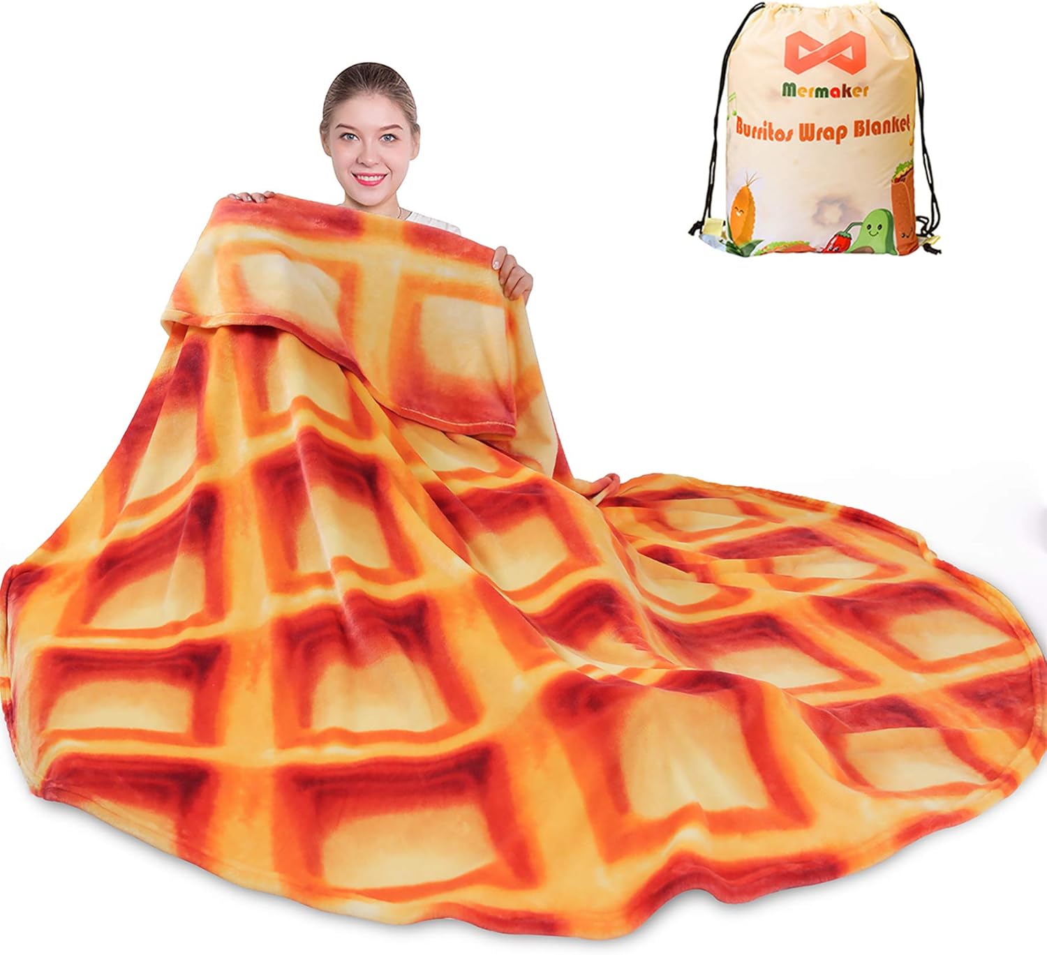 mermaker Cobija de doble cara con estampado de tortilla para burritos