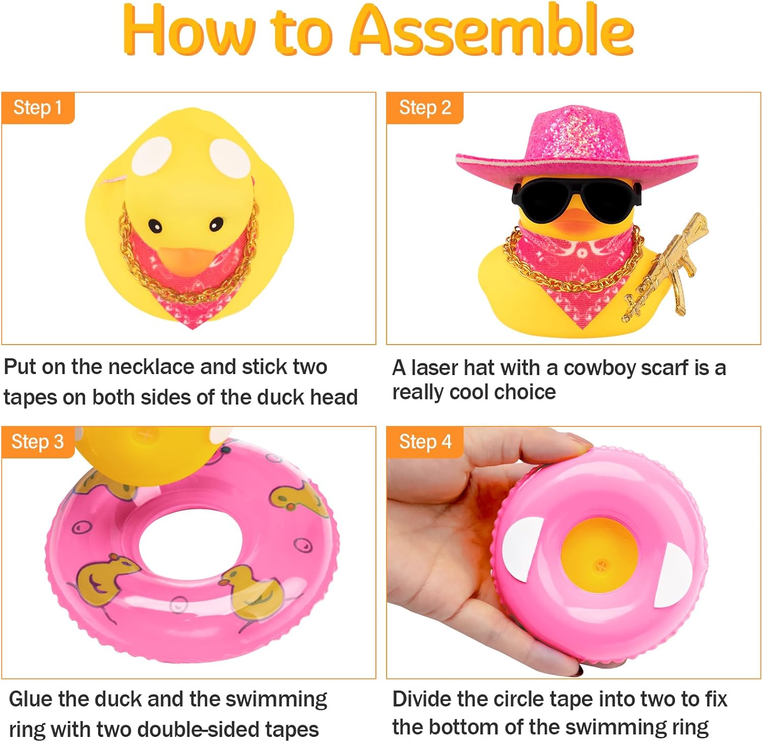 wonuu Decoración de fiesta de pato de goma para automóvil, sombrero de vaquero espacial con purpurina brillante, accesorios para tablero de