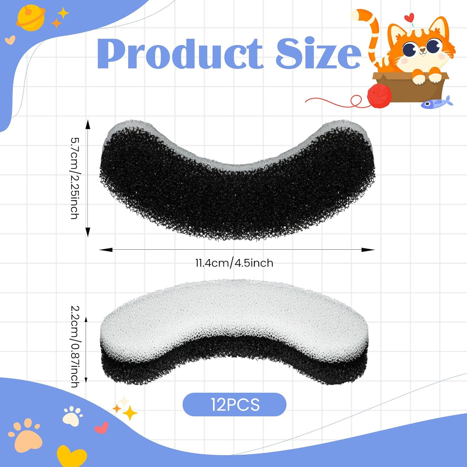 YASUOA Filtros de fuente de agua para gatos, paquete de 12 filtros de fuente de agua de repuesto para gatos, fuente de agua apta para fuente