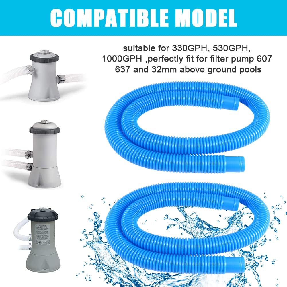 Manguera de repuesto para bomba de piscina sobre el suelo, mangueras de piscina de 1.25 x 59 pulgadas, compatible con bomba de filtro 607, 637, 3