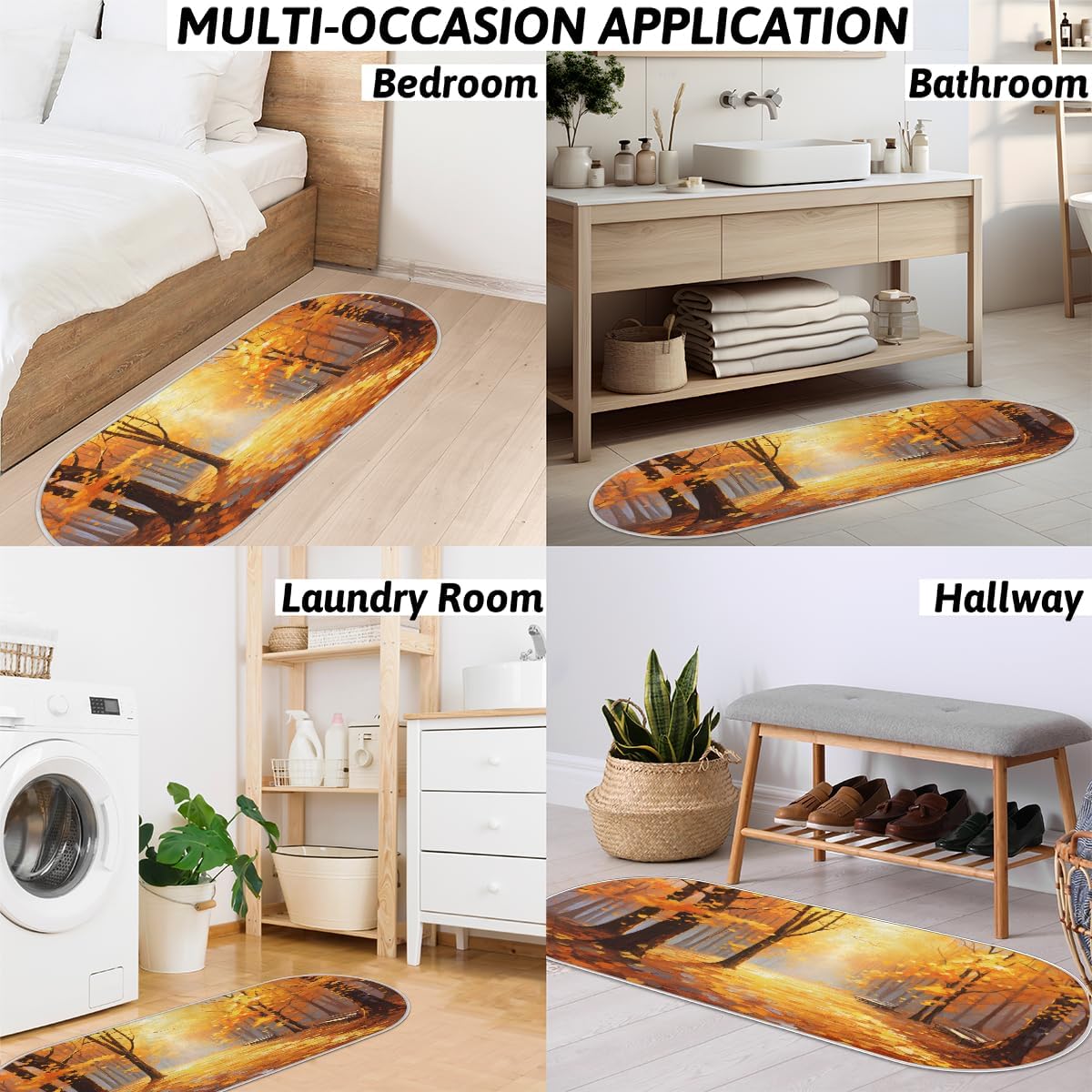 cfpolar Alfombras de baño de bosque de hojas de arce otoñal, alfombra de baño antideslizante de microfibra absorbente, tapetes y alfombras de cocina