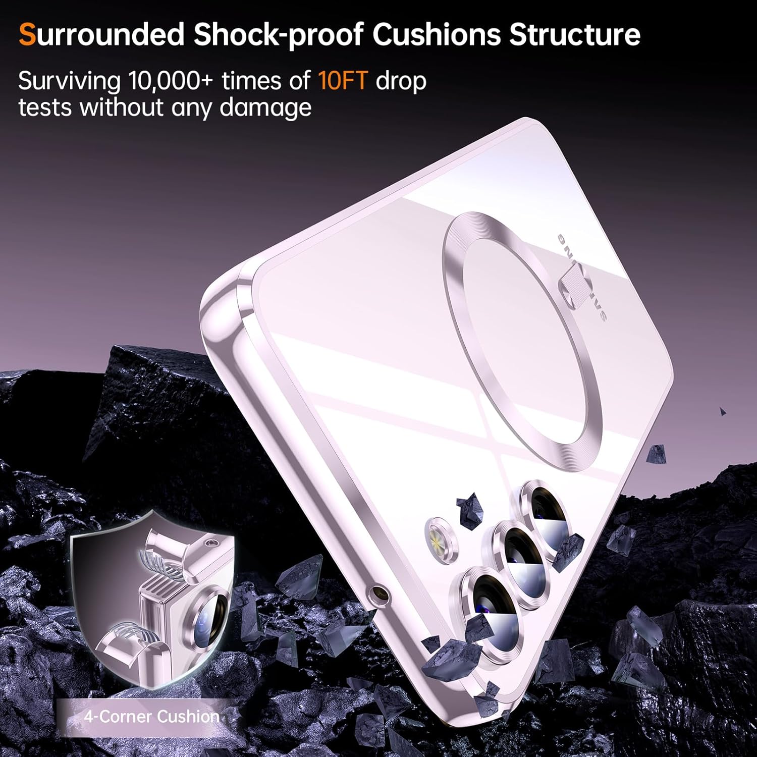Funda para Samsung Galaxy S23 Plus, protección completa de la cámara, compatible con MagSafe, magnética, metálica, brillante, delgada, transparente,