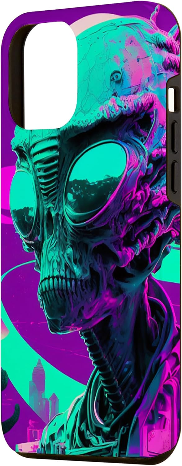 iPhone 12 Pro Max Cool Retro Alien Sunset Tropical Trippy Vaporwave Sky Art Case