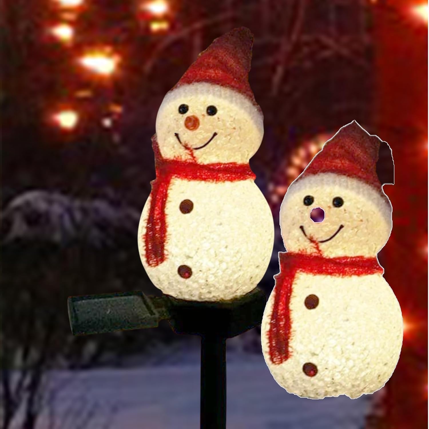 2 estacas de jardín de muñeco de nieve de Navidad, lámpara solar impermeable de muñeco de nieve 2023, luces de Navidad, decoraciones de Navidad al