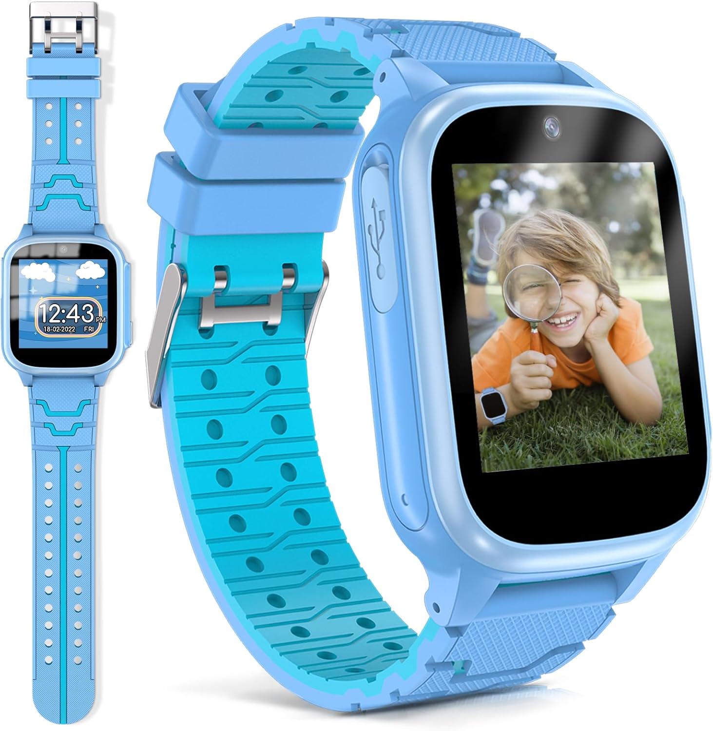 Reloj inteligente para niños y niñas, relojes inteligentes para niños con 15 juegos, rastreador de hábitos, 2 cámaras, 10 historias, reloj para