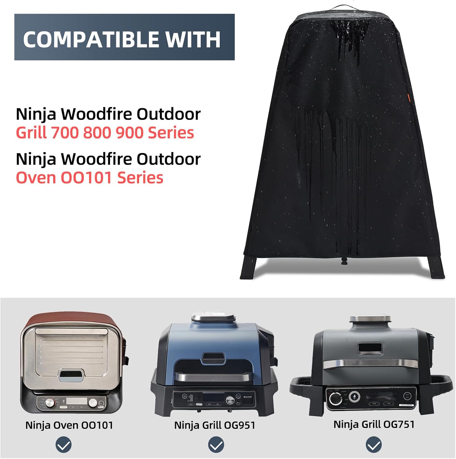 Funda para parrilla Ninja Woodfire al aire libre y horno de pizza en su soporte, apto para parrilla Ninja Smoker Grill OG701 OG751, para Ninja