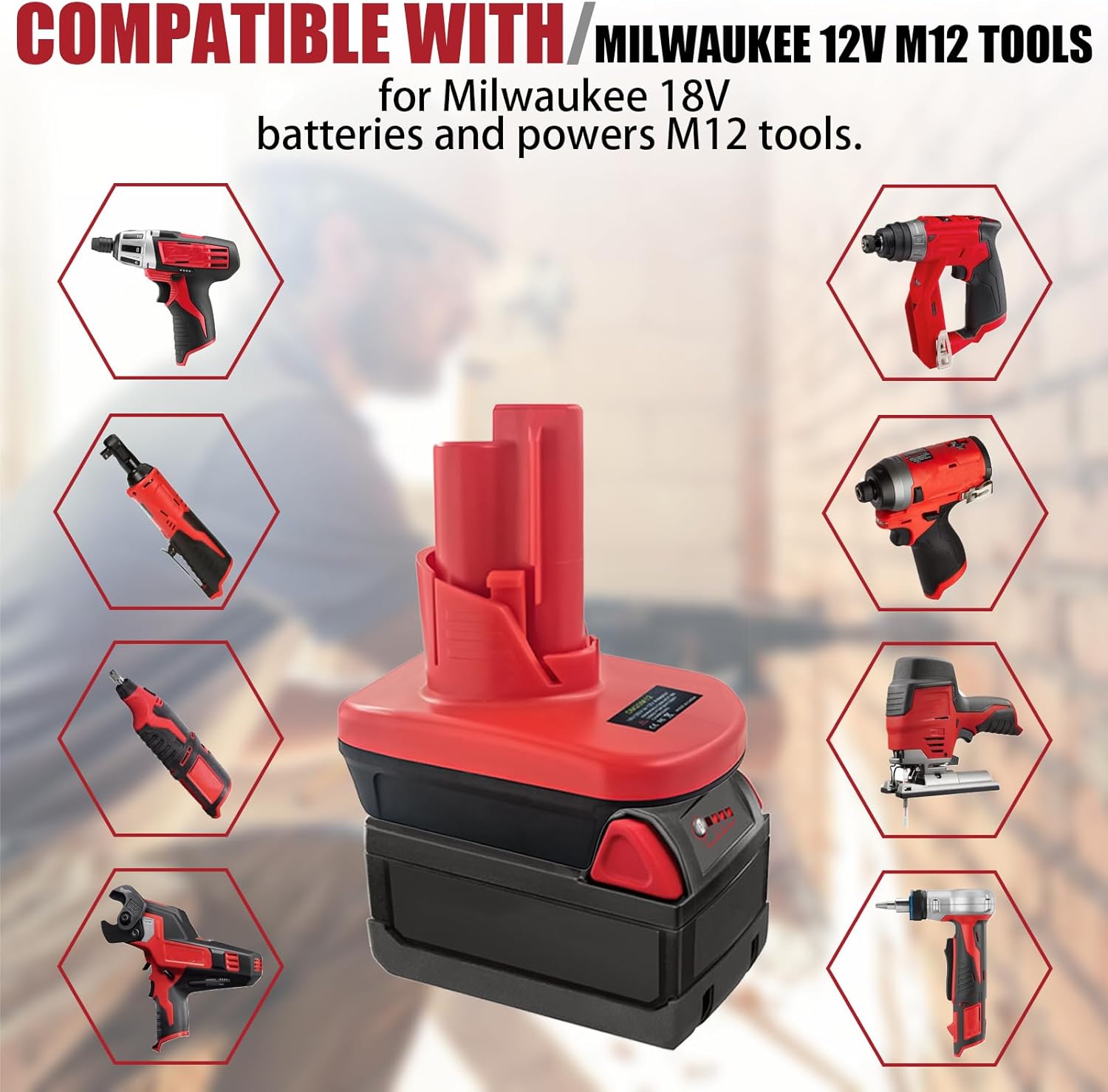 Adaptador de batería Milwaukee M18 a M12, para convertidor Milwaukee de 18 V a 12 V, convertidor para batería Milwaukee de 18 V a herramientas de