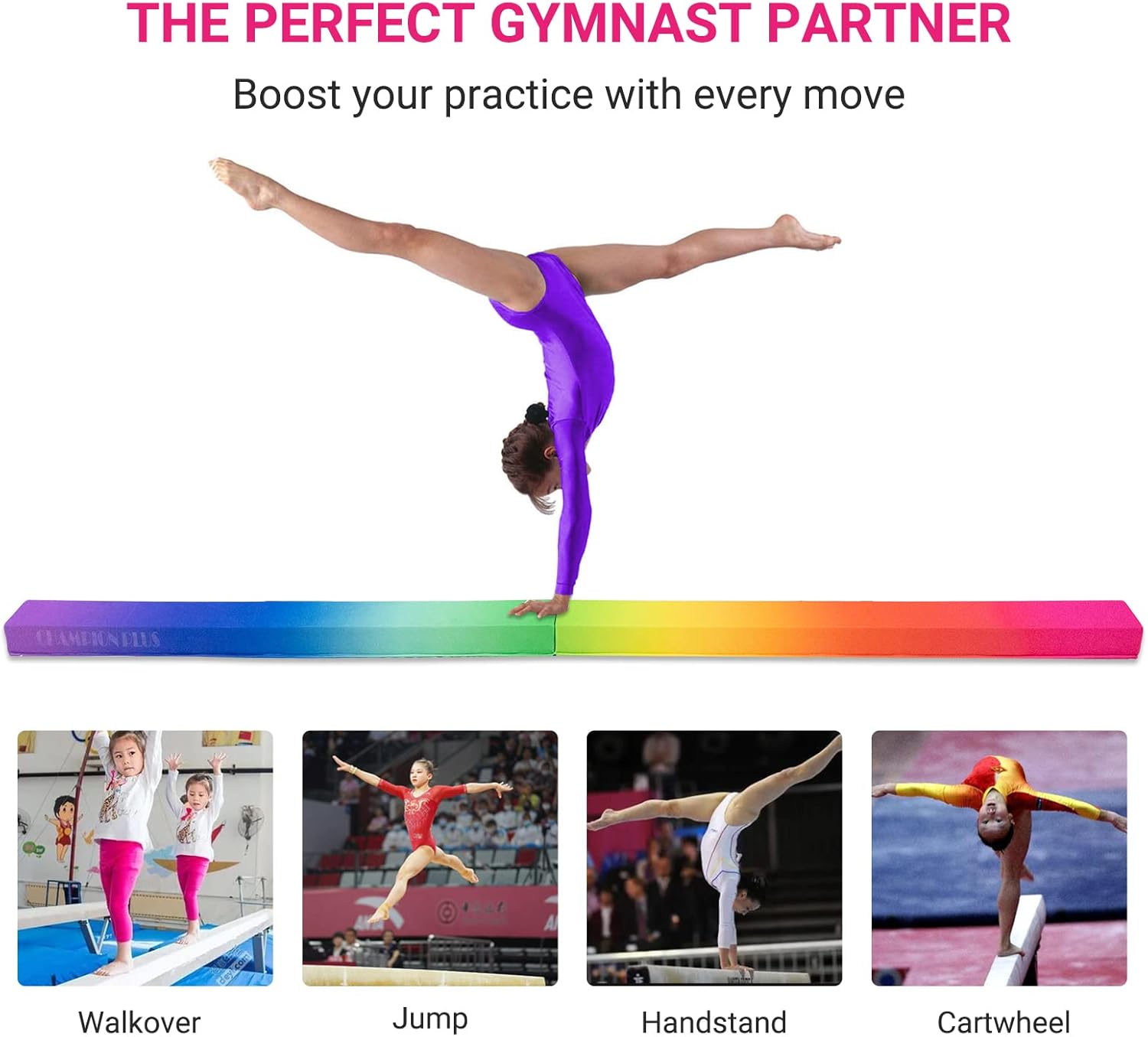 Balance Beam 8FT Extra Firm Suede Cover Floor Folding Gymnastics Equipment with Carry Bag for Home for Kids