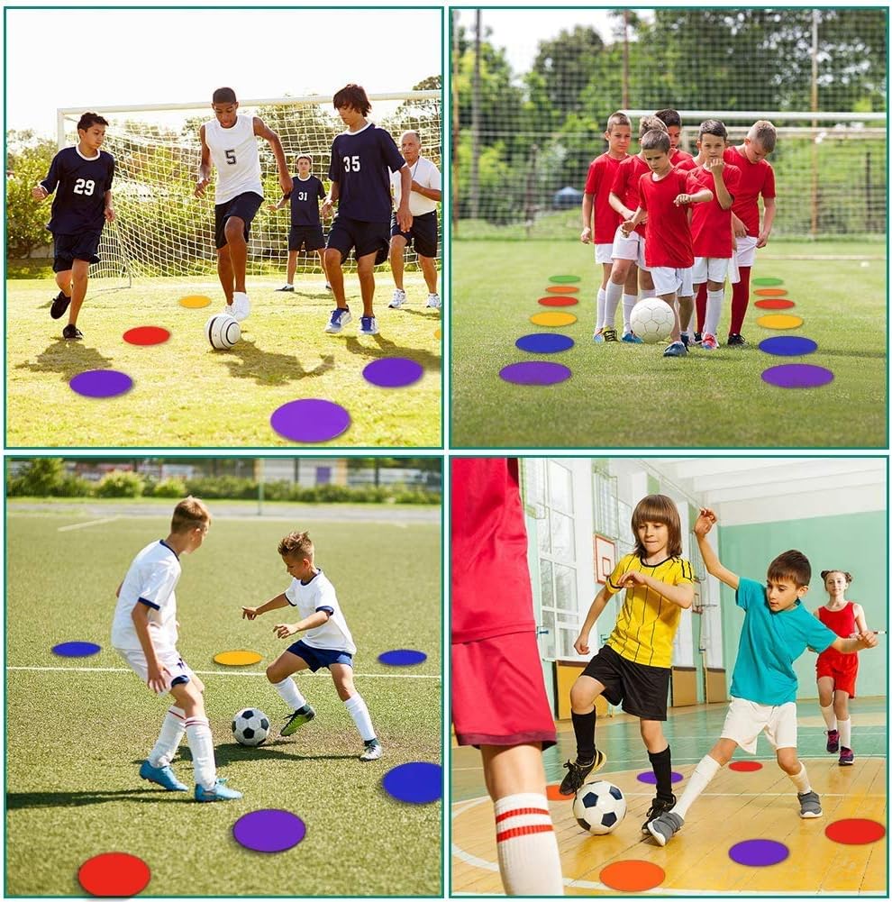 Spot Markers 9inch 10inch 18pcs 27pcs Rubber Agility Dots Flat Cones Non Slip Sports Dots Floor Spots Agility Markers for Kids Soccer Basketball