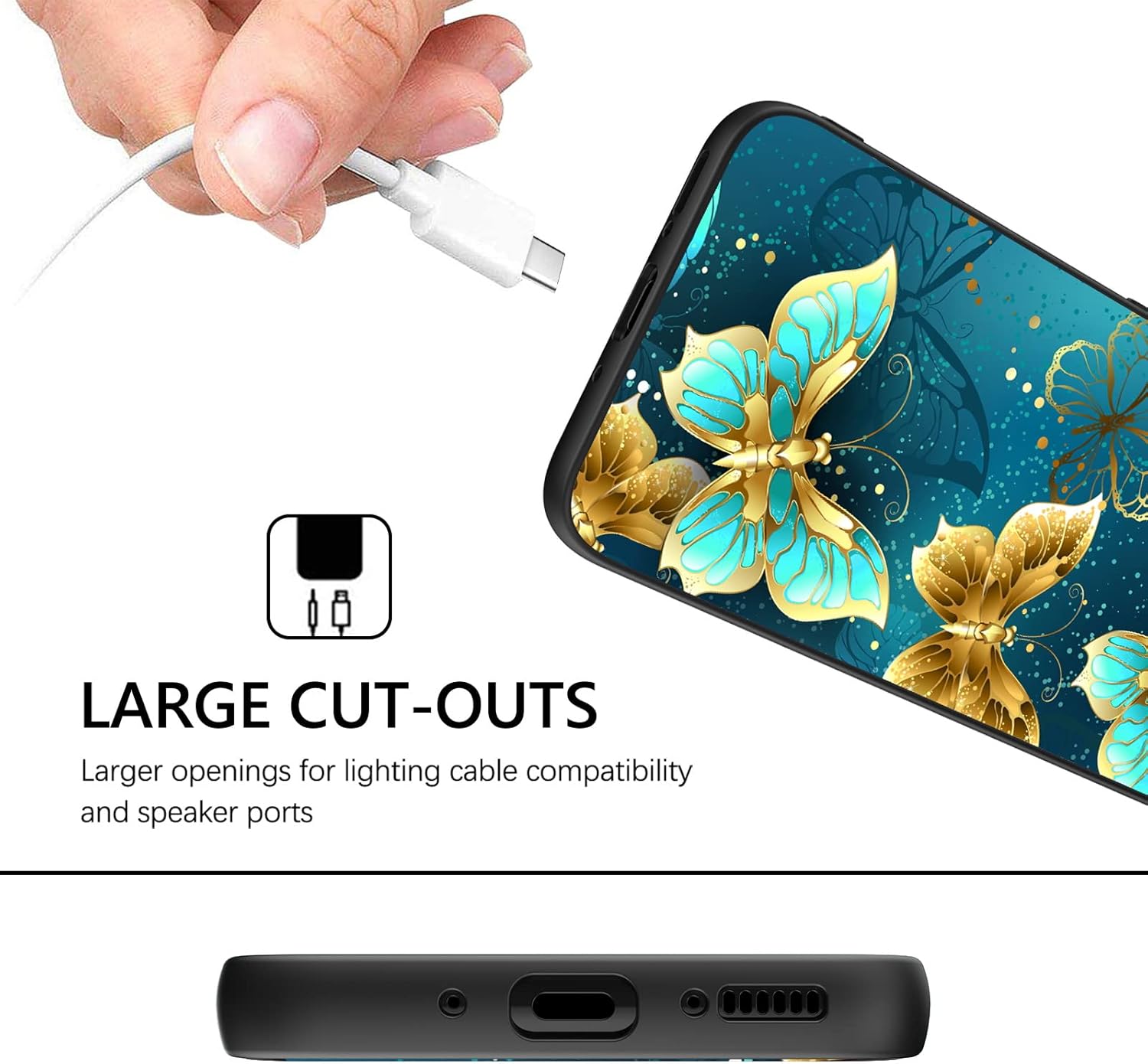 GUAGUA Funda para Samsung Galaxy A54 5G que brilla en la oscuridad, funda para teléfono Samsung A54, bonita funda luminosa nocturna de mariposa azul