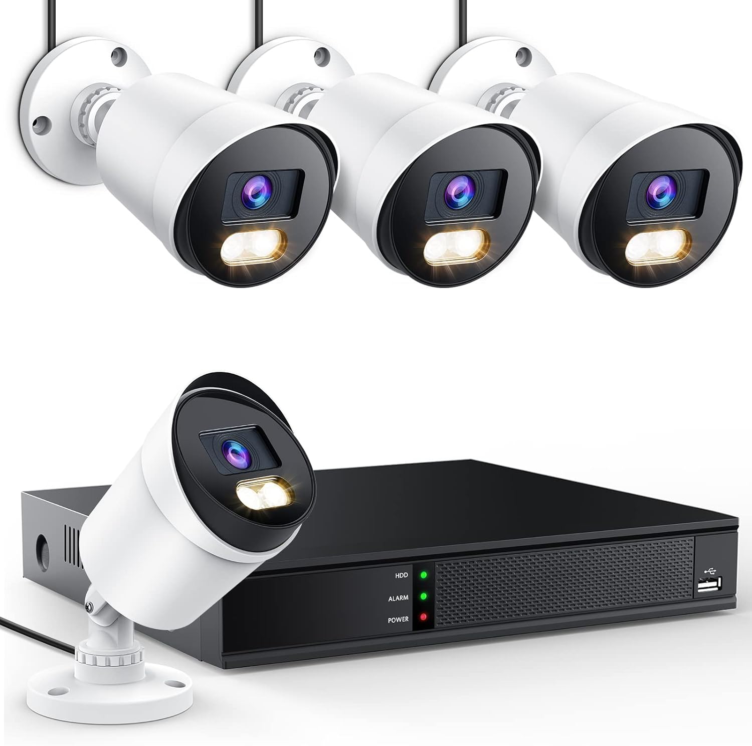 EZFIX H.265+Sistema de cámara de seguridad con cable, 8CH 5MP CCTV DVR y 4 cámaras tipo bala de 1080p para exteriores e interiores, cámaras de
