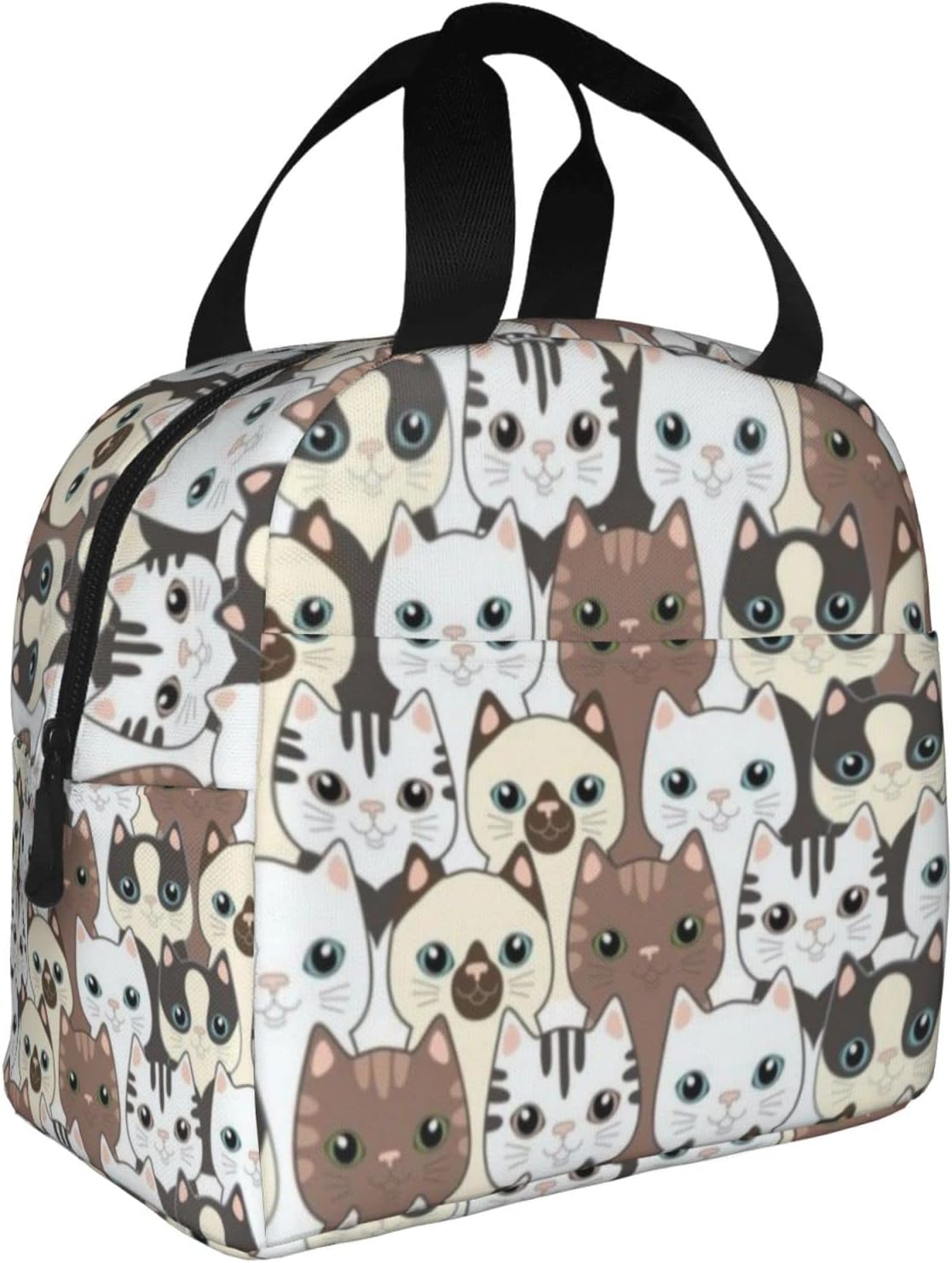 Giwawa Bolsa de almuerzo aislada con lindo gato, adorable gatito impreso en bolsa de almuerzo para mujeres, hombres, niños, niñas, escuela, oficina,