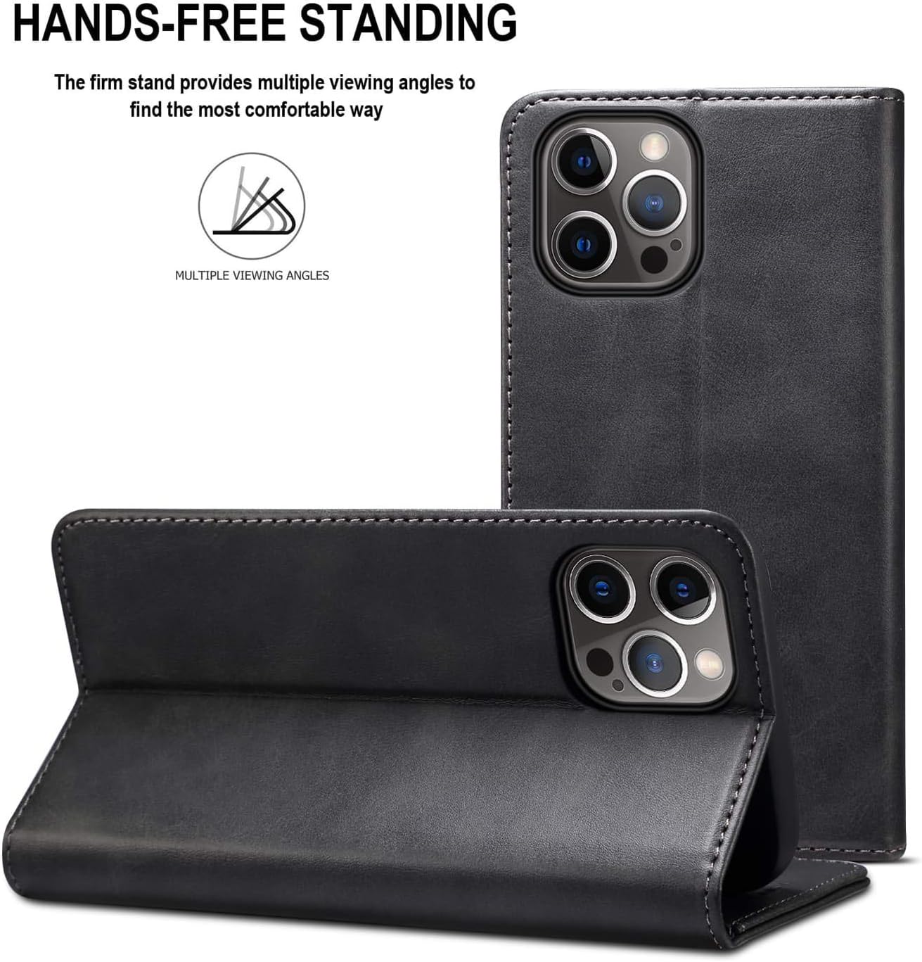 SINIANL Funda compatible con iPhone 12, iPhone 12 Pro con tarjetero y tarjetero de cuero plegable con función atril y cierre magnético para iPhone