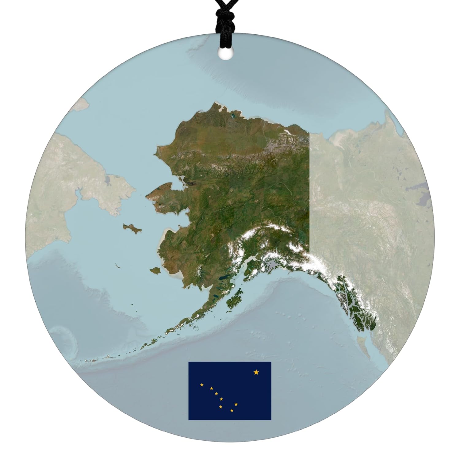 Alaska Christmas Ornament – Festive Design Featuring Aerial State Map and State Flag – 2024 Acrylic Tree Decoration – Holiday Gift and Home Decor