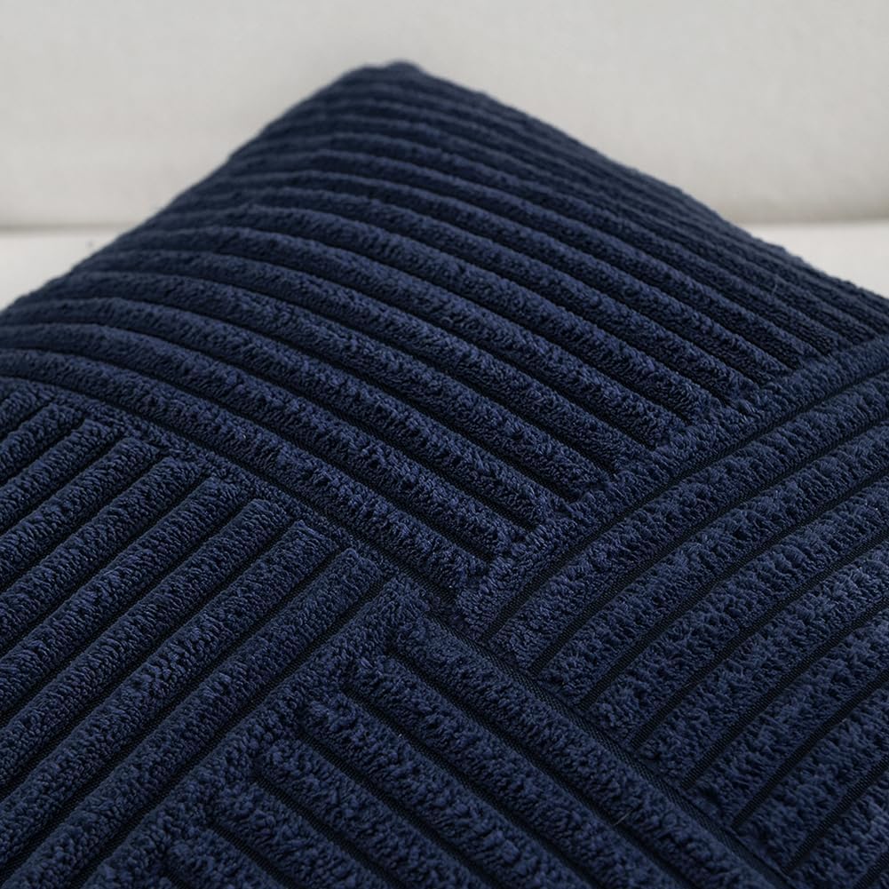Fancy Homi Paquete de 2 fundas de almohada decorativas color azul marino de 20 x 20 pulgadas para sala de estar, sofá, cama, sofá, rústico, estilo