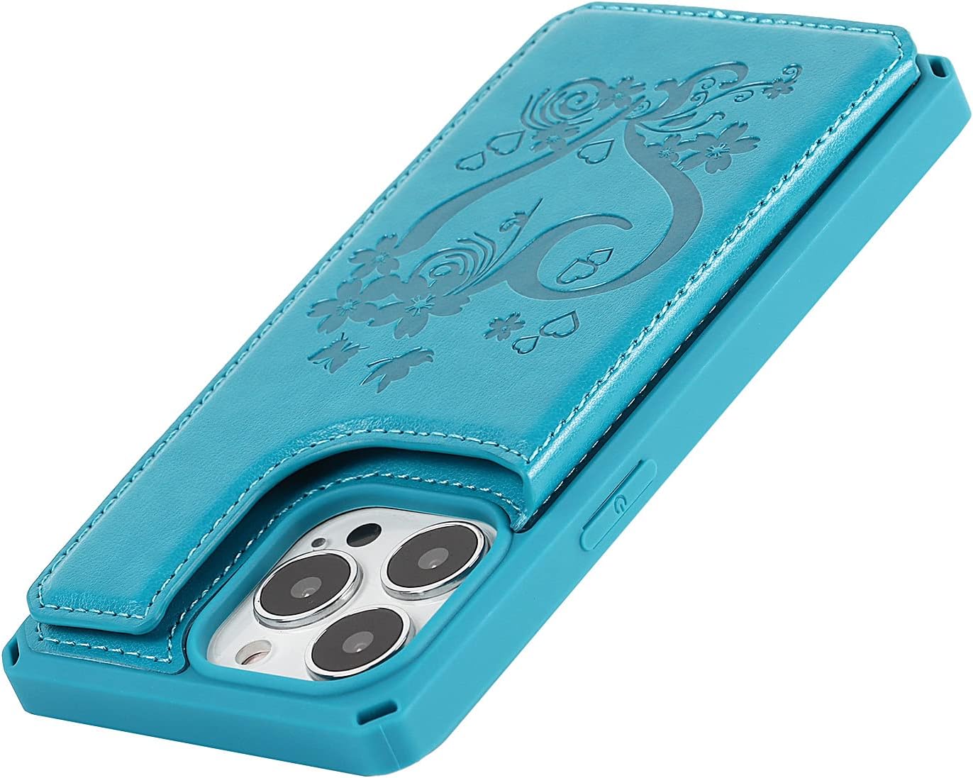 iCoverCase Funda para iPhone 13 Pro Max con soporte para tarjetas, iPhone 13 Pro Max Funda tipo cartera para mujer con correa para la muñeca bloqueo