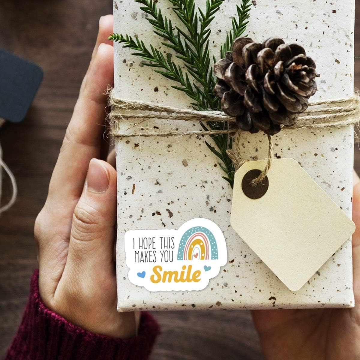 Enposmre Muminglong – Pegatina con texto en inglés “I Hope This Makes You Smile de 1.5 pulgadas, pegatina con diseño de arco iris, pegatina de