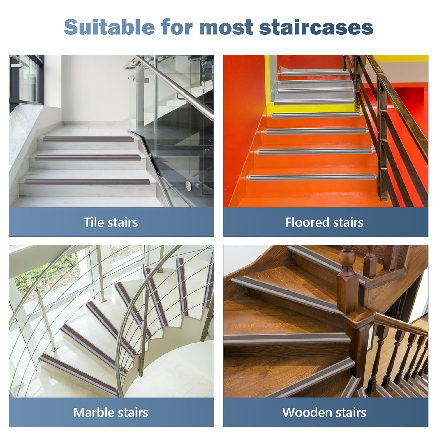 Borde de goma autoadhesivo para escaleras, protector de borde de escalera de vinilo, para exteriores e interiores (4 pies, marrón)