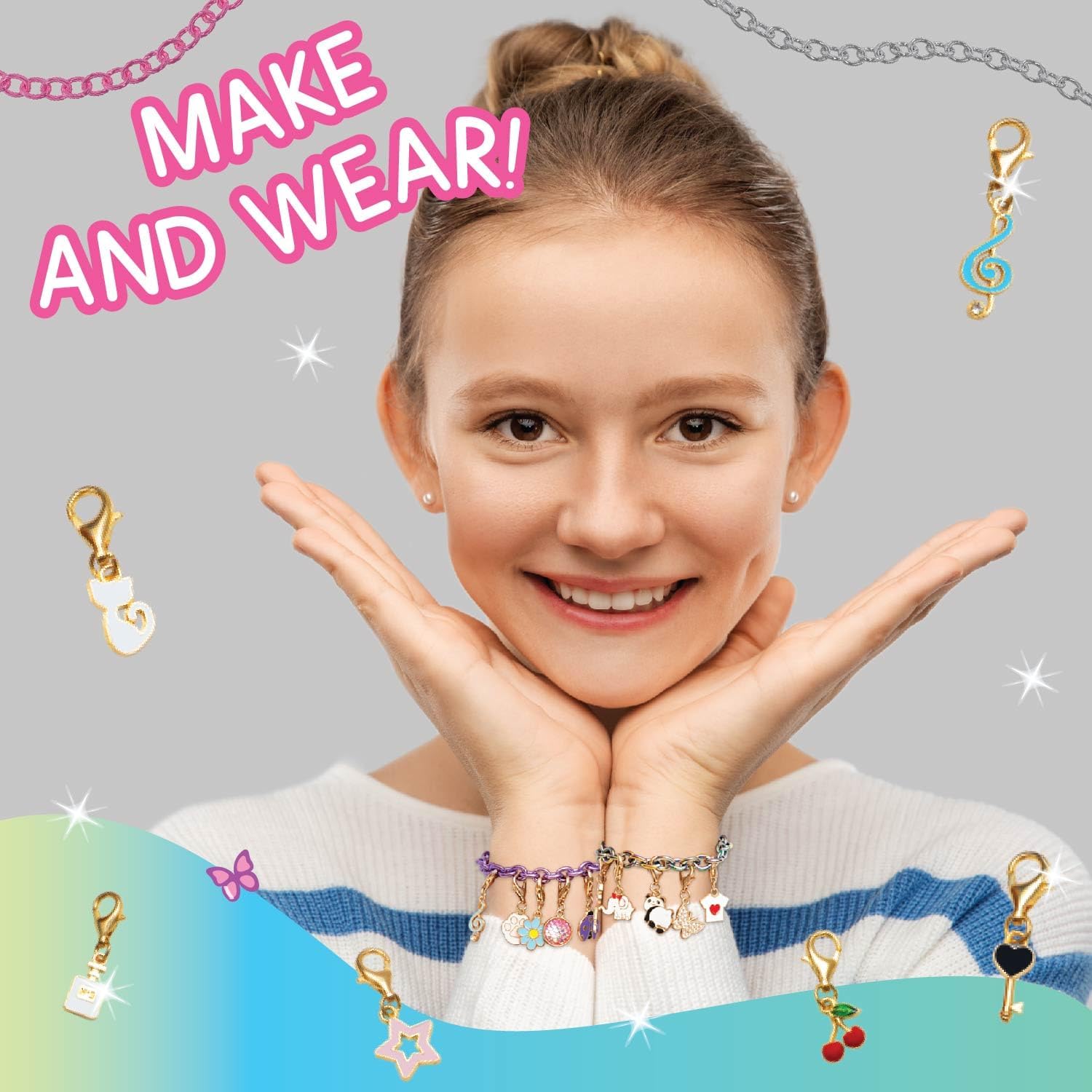 CharmWow – Kit de fabricación de pulseras para niñas, pulseras de dijes para niñas de 8 a 12 años y kit de joyería para niñas de 10 a 12 años – Gran