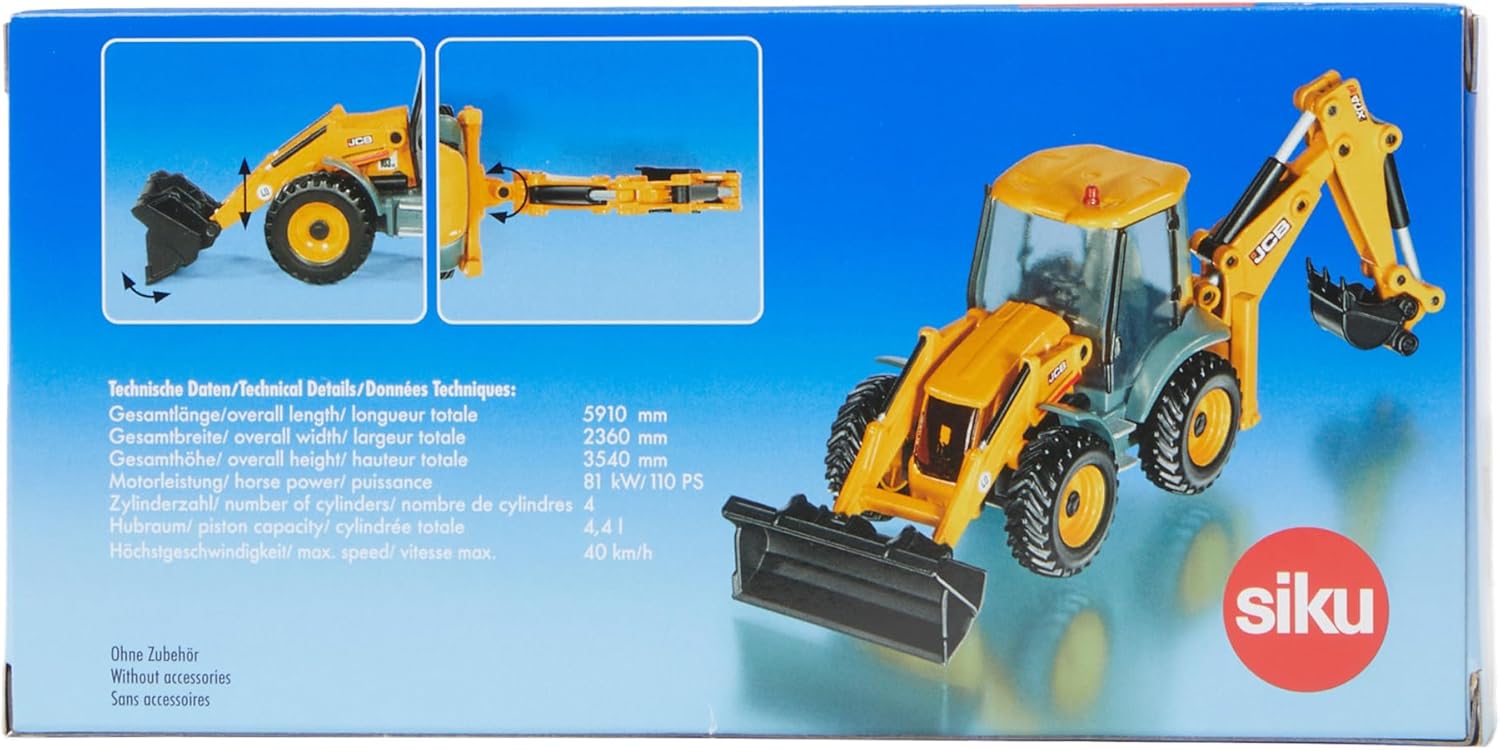 Siku 3558, Retroexcavadora JCB 4CX, 150, MetalPlástico, Amarillo, Multifuncional, Se pueden combinar modelos de la misma escala