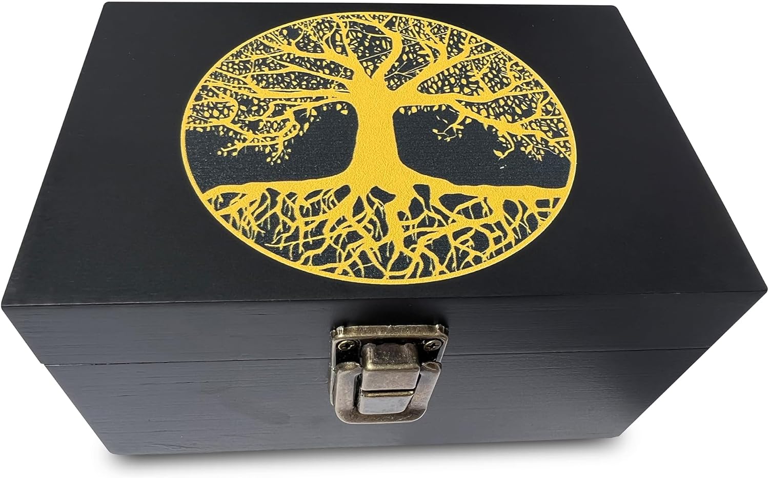 Caja de recuerdos del árbol de la vida, caja de almacenamiento de madera negra, caja de madera decorativa para decoración del hogar, caja de memoria