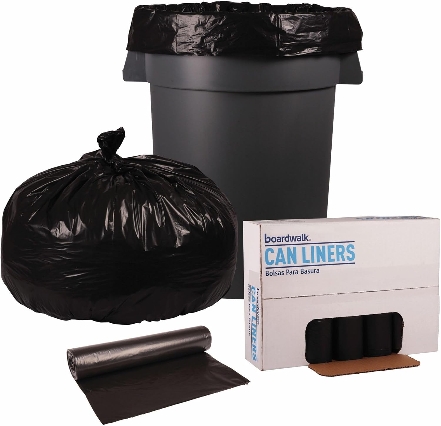 Boardwalk 526 Super Extra-Heavy Repro Can Liner, 38×58, 2 Mil, 60gal, Blk, 10 BGRL, 10 RLCT