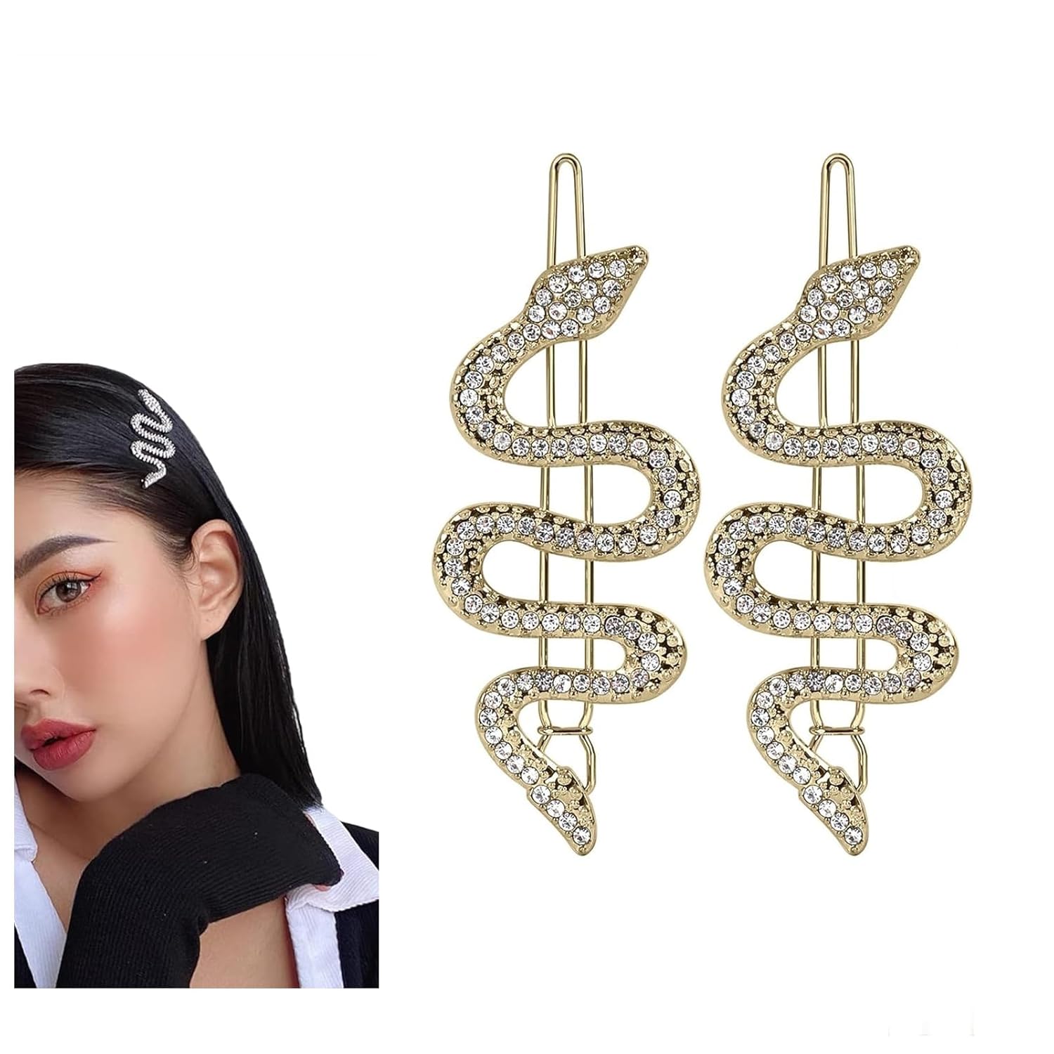 Juego de pinzas de metal para el pelo de serpiente de aleación con diamantes de imitación brillantes, accesorios de joyería para el cabello para
