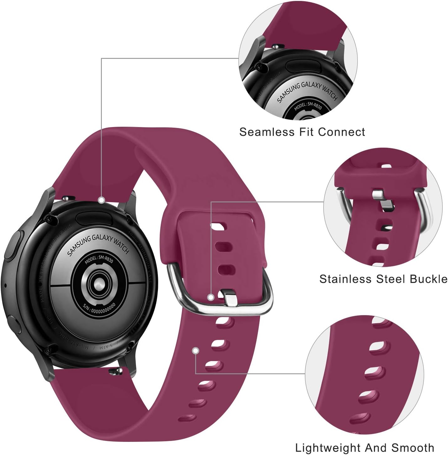Vanjua Bandas compatibles con Garmin Venu 2 Plus, Venu Sq, Venu y Vivoactive 3, correa de repuesto deportiva de silicona suave para Garmin Vivomove