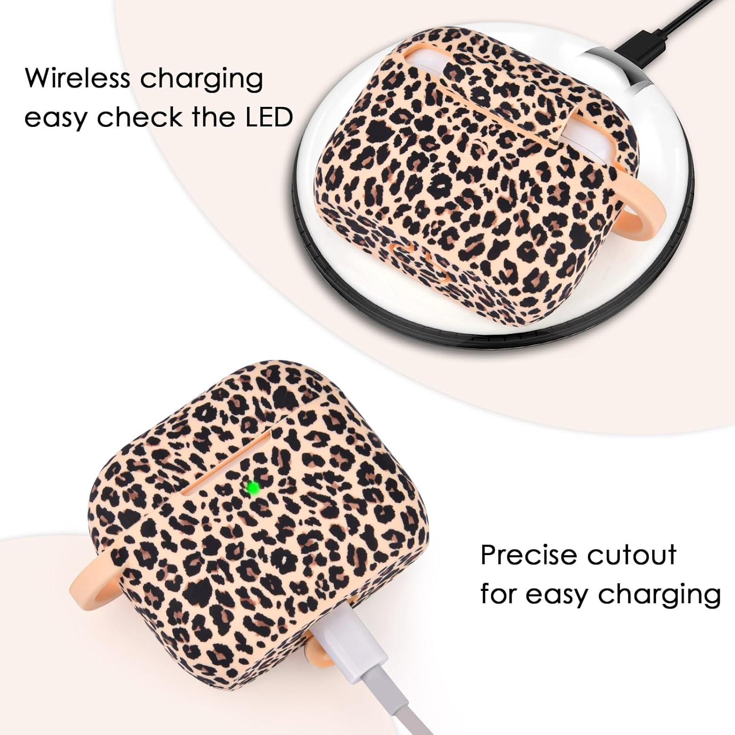 Funda compatible con AirPods de tercera generación para mujeres y niñas, funda transparente para AirPods 3 con llavero de piel dura y linda para
