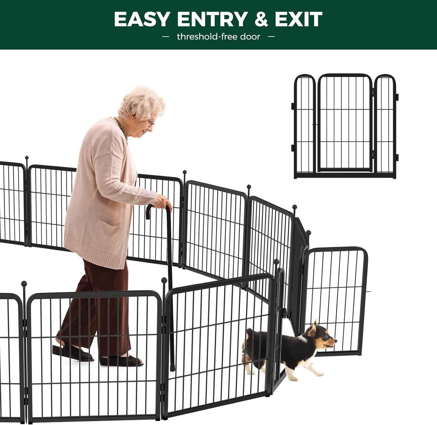 FXW Rollick Corralito para perros, patio, campamento, 24 pulgadas de altura, resistente para perros pequeñoscachorros, 16 paneles, patentado