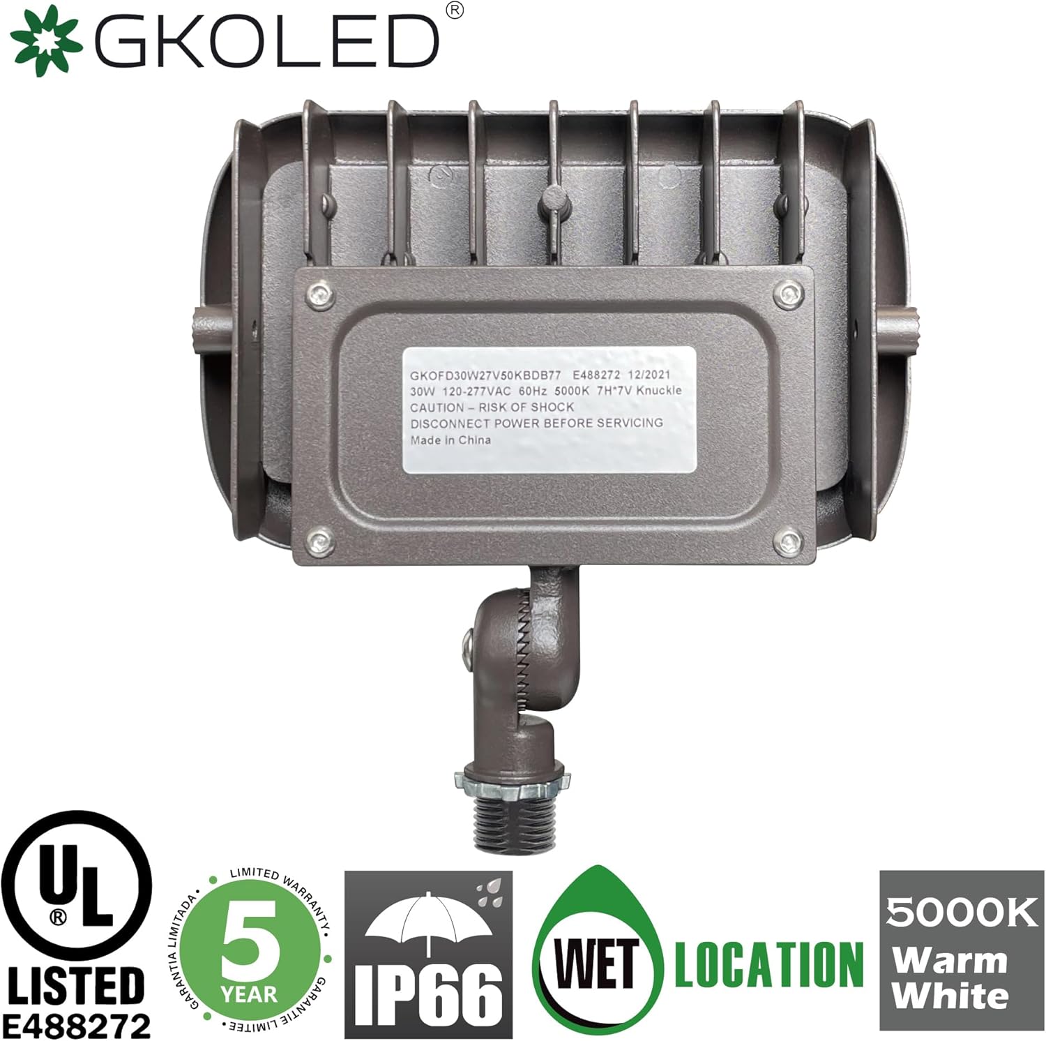 LED FLOOD LIGHTS SERIES reflectores LED, GKOFD30W27V50KBDB77, 30.00watts, 120.00 volts