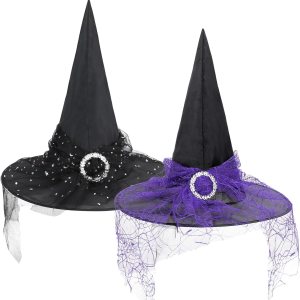 Durio Witch Hats for Women Lace Witches Hats Halloween Witch Costume for Women Wizard Hat Bulk 2 Pcs Halloween Costumes Durio Witch Hats for Women Lace Witches Hats Halloween Witch Costume for Women Wizard Hat Bulk 2 Pcs Halloween Costumes