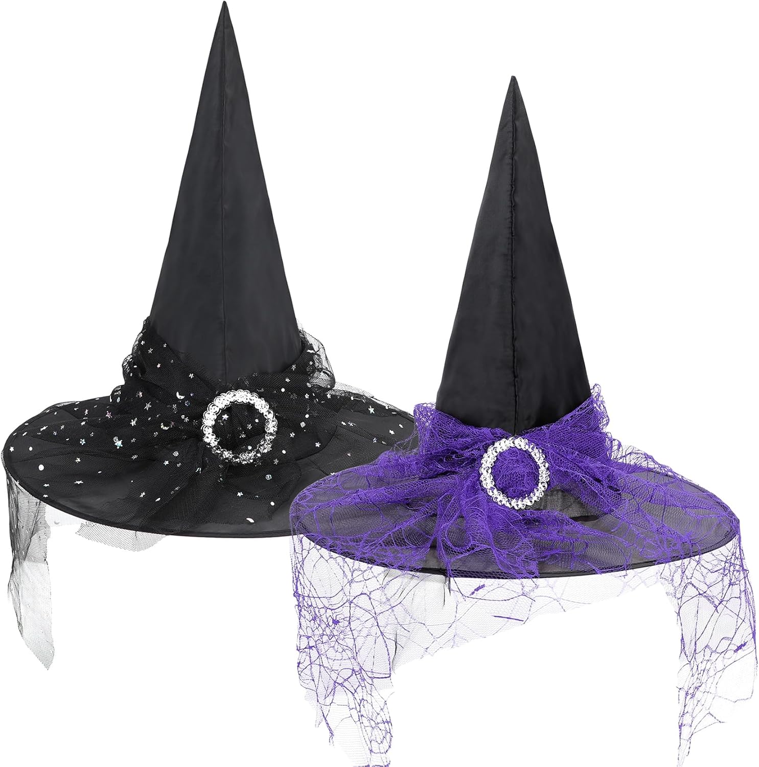Durio Witch Hats for Women Lace Witches Hats Halloween Witch Costume for Women Wizard Hat Bulk 2 Pcs Halloween Costumes