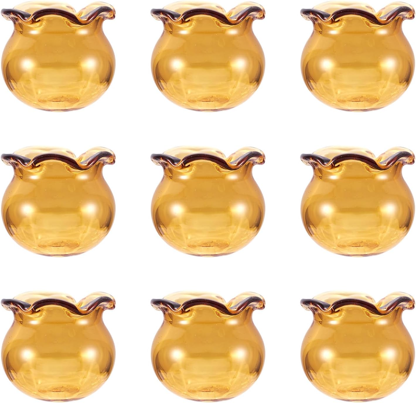 FASHEWELRY 10 cuentas de flores de vidrio hechas a mano, cuentas florales de cristal, cuentas espaciadoras de flores de trompeta transparentes,