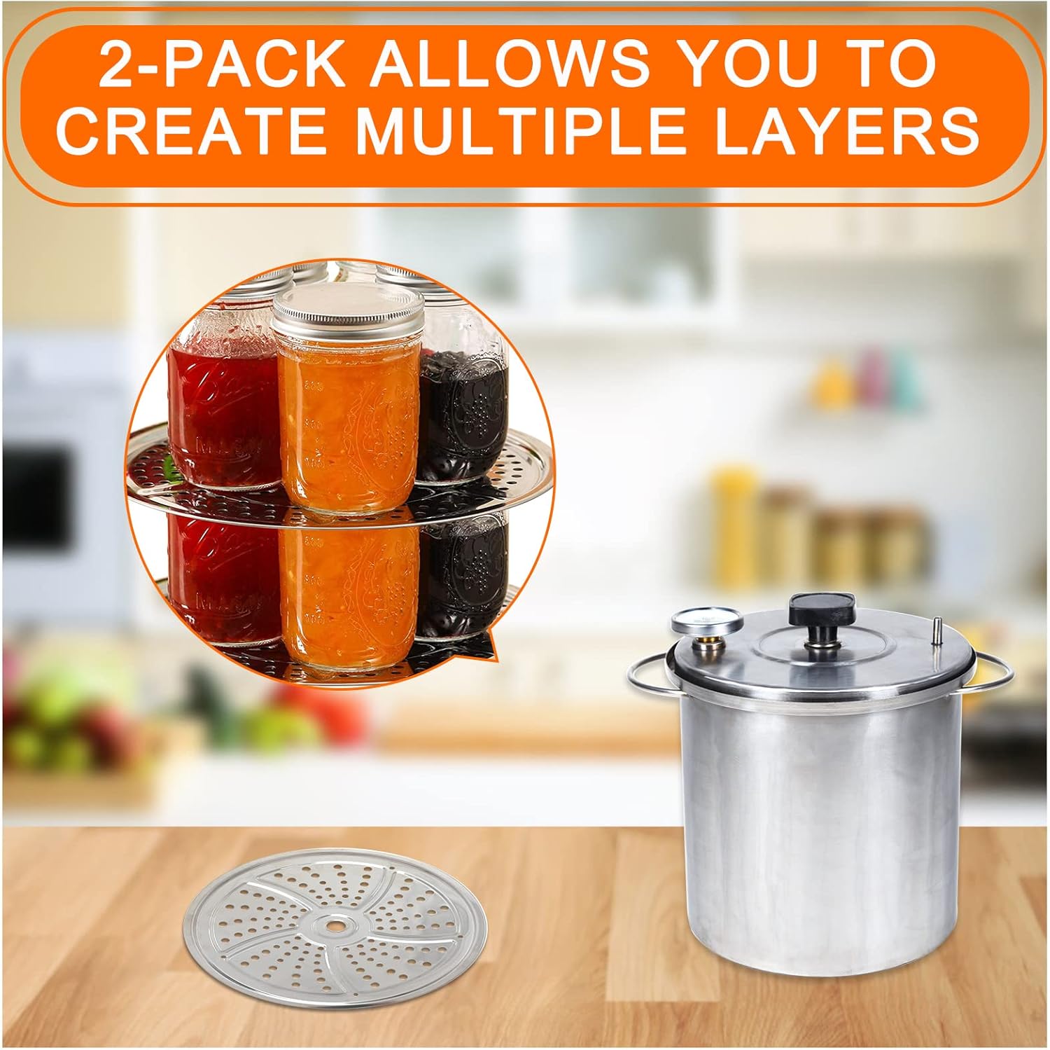 Paquete de 2 bandejas para latas a presión, estante de olla a presión de acero inoxidable de 11 pulgadas, compatible con Presto, All-American y más
