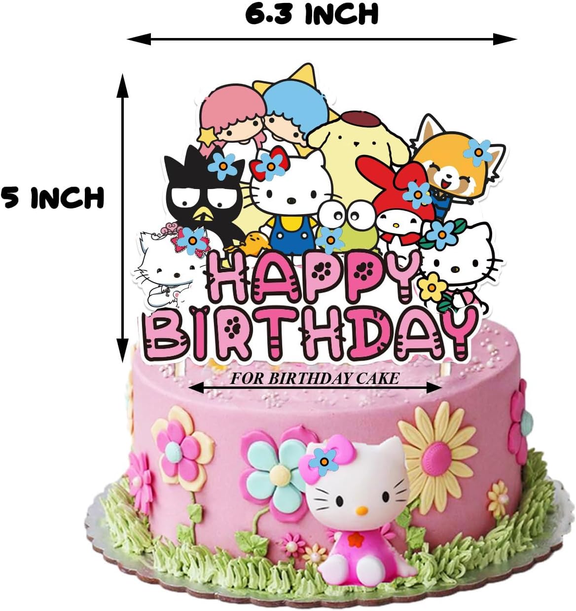 Cartel de feliz cumpleaños de 24 piezas con texto en inglés “Hello, Kitty Happy Birthday”  Conjunto divertido para decoración de fiesta  Decoración