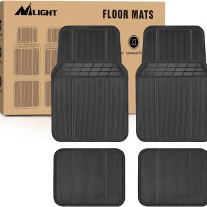 Nilight Alfombrillas de goma para autos, camiones, SUV, ajuste universal para adaptarse a la mayoría de vehículos, protección para todo tipo de Nilight Alfombrillas de goma para autos, camiones, SUV, ajuste universal para adaptarse a la mayoría de vehículos, protección para todo tipo de