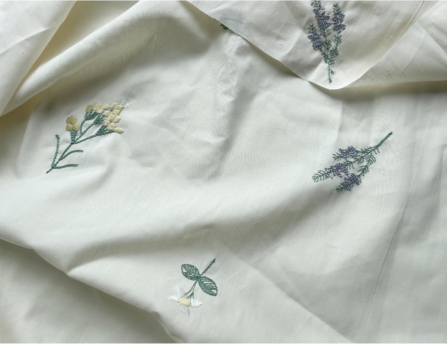 Tela bordada de algodón con hojas florales, tela bordada, tela bordada, tela de diseñador por yarda, tela de algodón de lino para los amantes de la