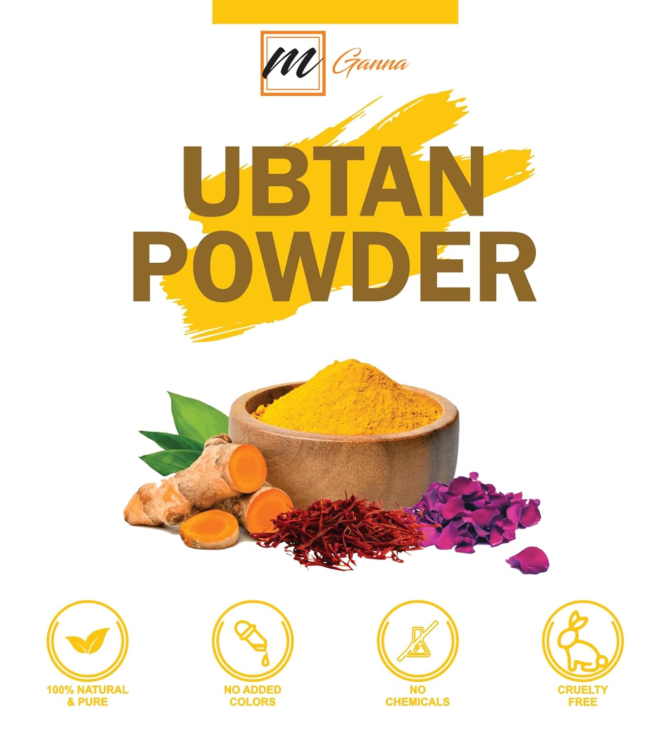 Paquete facial Ubtan 100% natural en polvo y máscara facial para una piel suave y brillante sin manchas de 0.5 libras  227 GMS