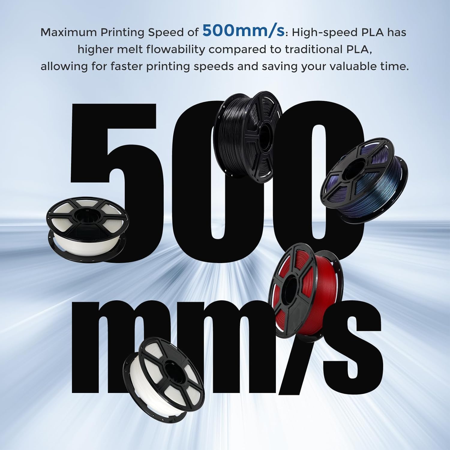 FLASHFORGE – Filamento PLA, 116 de pulgada, impresión de alta velocidad de 500 mms, carrete de 2.2 libras de filamento sin enredos, precisión