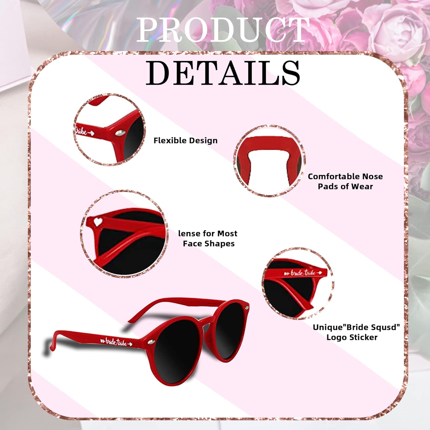 LADY&HOME Gafas de sol de ojo de gato para despedida de soltera, gafas de sol de dama de honor, suministros de despedida de soltera, 10 piezas