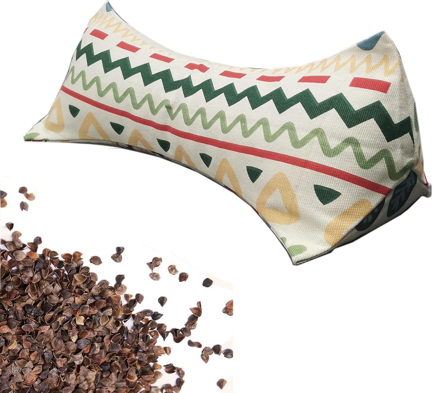 Almohadas de trigo sarraceno para dormir, almohada de trigo sarraceno, almohada cervical lumbar, almohada redonda terapéutica para durmientes, dolor