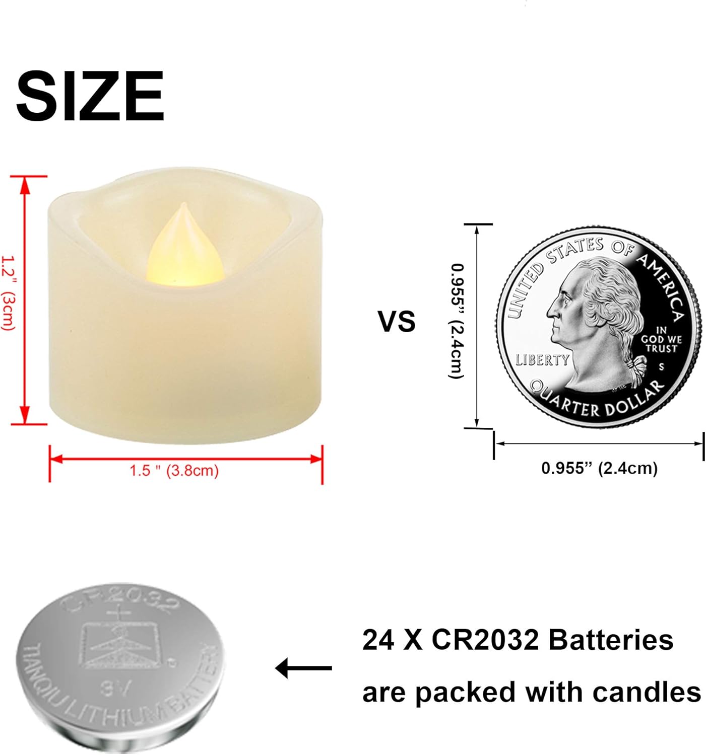 Paquete de 12 velas LED de té sin llama, funciona con pilas, velas eléctricas parpadeantes falsas para Halloween, luces de calabaza, fiestas, bodas,